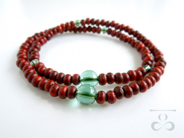 <Hitoshina>Padoauk & Green colored quartz 108 bracelet