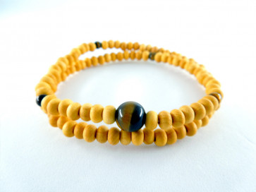 <Hitoshina> Japanese nutmeg tree & Tiger's eye 108 bracelet 