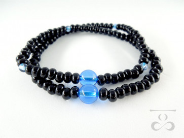 <Hitoshina>Ebony & Blue colored quartz 108 bracelet