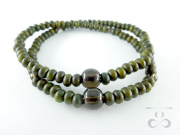 <Hitoshina>Lignum vitae & Smoky quartz 108 bracelet