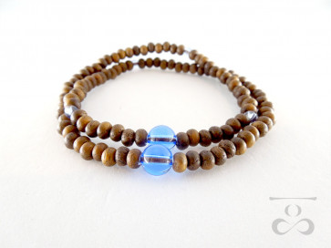 <Hitoshina>Enju & Blue colored quartz 108 bracelet 