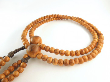 Yakushima Cedar 6mm beads Nichiren Buddhism Nenju with dark brown knot ball tassels