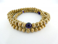 <Hitoshina> Seigetsu linden tree seeds & Amethyst 7mm 108 bracelet