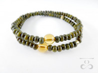<Hitoshina>Lignum vitae & Yellow colored quartz 108 bracelet 