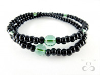 <Hitoshina>Ebony & Green colored quartz 108 bracelet 