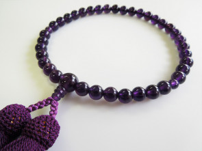 Amethyst 7mm beads short Nenju with plum tassels