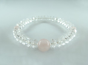 Facet crystal quartz & rose quartz 6mm bracelet