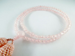 Rose quartz 5mm beads Rinzai School Nenju with nail pink tassels