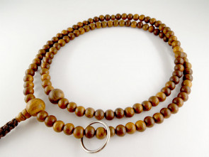 Enju 7mm beads Soto School Nenju with strings  with dark brown strings & a brass ring