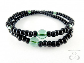 Ebony & Green colored quartz 108 bracelet 