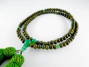 Lignum Vitae & Aventurine 5mm beads Rinzai School Nenju with citron green tassels